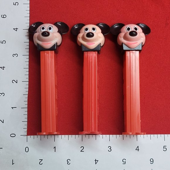 Vintage Mickey Mouse Pink Face Pez Dispensers Set of 3 - Picture 10 of 14